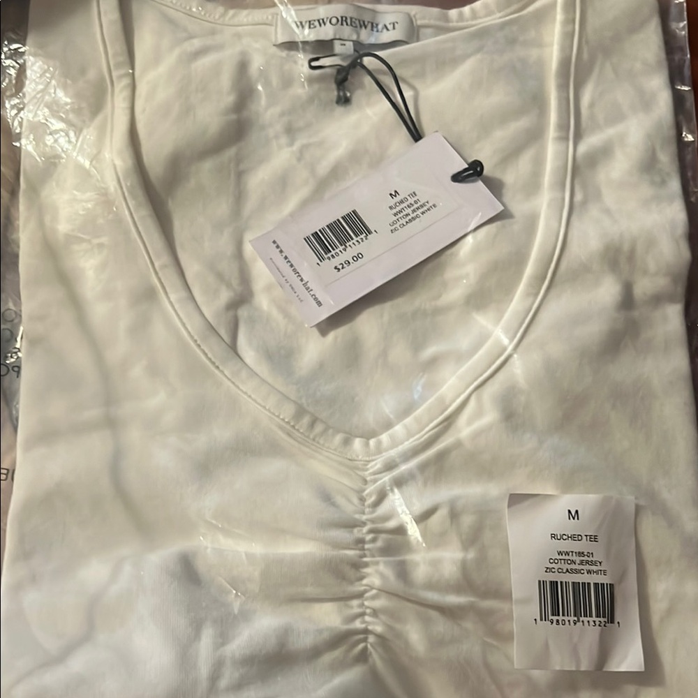 WeWoreWhat White Cap Sleeve Fitted Bodysuit